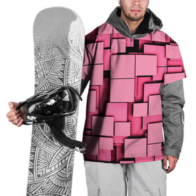 Накидка на куртку 3D с принтом Кубики в Курске, 100% полиэстер |  | квадраты | объем | плитка | розовый