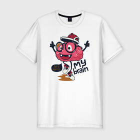 Мужская футболка премиум с принтом Dancing brain в Курске, 92% хлопок, 8% лайкра | приталенный силуэт, круглый вырез ворота, длина до линии бедра, короткий рукав | brain | dance