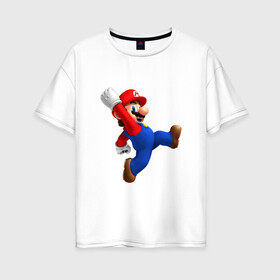 Женская футболка хлопок Oversize с принтом Марио в Курске, 100% хлопок | свободный крой, круглый ворот, спущенный рукав, длина до линии бедер
 | nintendo | нинтендо