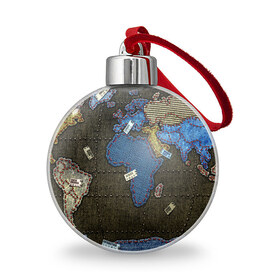 Ёлочный шар с принтом Мир джинс в Курске, Пластик | Диаметр: 77 мм | Тематика изображения на принте: земля | континенты | планета