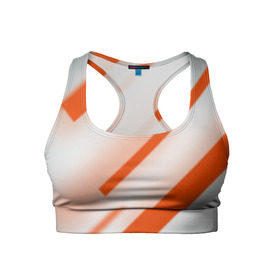 Женский спортивный топ 3D с принтом Бело-оранжевый в Курске, 82% полиэстер, 18% спандекс Ткань безопасна для здоровья, позволяет коже дышать, не мнется и не растягивается |  | вектор1
