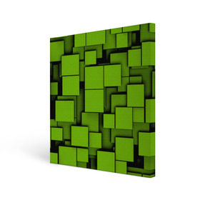 Холст квадратный с принтом Зеленые кубики в Курске, 100% ПВХ |  | кубы | текстура