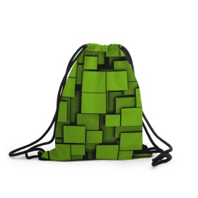 Рюкзак-мешок 3D с принтом Зеленые кубики в Курске, 100% полиэстер | плотность ткани — 200 г/м2, размер — 35 х 45 см; лямки — толстые шнурки, застежка на шнуровке, без карманов и подкладки | кубы | текстура