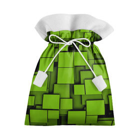 Подарочный 3D мешок с принтом Зеленые кубики в Курске, 100% полиэстер | Размер: 29*39 см | Тематика изображения на принте: кубы | текстура