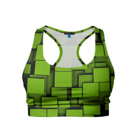 Женский спортивный топ 3D с принтом Зеленые кубики в Курске, 82% полиэстер, 18% спандекс Ткань безопасна для здоровья, позволяет коже дышать, не мнется и не растягивается |  | кубы | текстура
