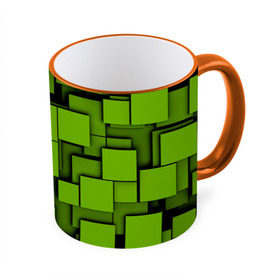 Кружка 3D с принтом Зеленые кубики в Курске, керамика | ёмкость 330 мл | кубы | текстура