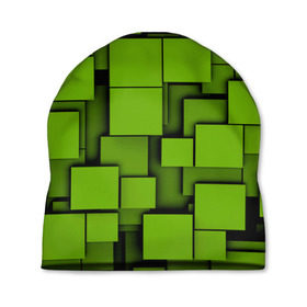 Шапка 3D с принтом Зеленые кубики в Курске, 100% полиэстер | универсальный размер, печать по всей поверхности изделия | кубы | текстура