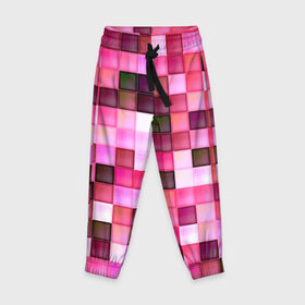 Детские брюки 3D с принтом Квадрат в Курске, 100% полиэстер | манжеты по низу, эластичный пояс регулируется шнурком, по бокам два кармана без застежек, внутренняя часть кармана из мелкой сетки | мозаика | плитка | розовый