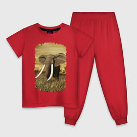 Детская пижама хлопок с принтом Могучий слон в Курске, 100% хлопок |  брюки и футболка прямого кроя, без карманов, на брюках мягкая резинка на поясе и по низу штанин
 | Тематика изображения на принте: elephant | африка | бивни | джунгли | мамонт | савана | сафари | слон | хобот