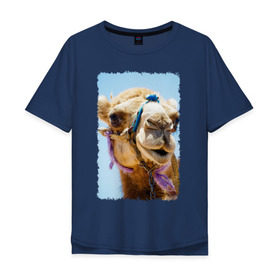 Мужская футболка хлопок Oversize с принтом Верблюд в Курске, 100% хлопок | свободный крой, круглый ворот, “спинка” длиннее передней части | Тематика изображения на принте: верблюд | горб | животное | караван | песок | плевок | пустыня