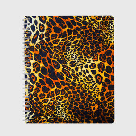 Тетрадь с принтом Леопард в Курске, 100% бумага | 48 листов, плотность листов — 60 г/м2, плотность картонной обложки — 250 г/м2. Листы скреплены сбоку удобной пружинной спиралью. Уголки страниц и обложки скругленные. Цвет линий — светло-серый
 | Тематика изображения на принте: 3д | животные | кошка | леопард | новая | хищник