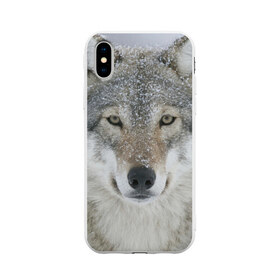 Чехол для Apple iPhone X силиконовый матовый с принтом Добрый волк в Курске, Силикон | Печать на задней стороне чехла, без боковой панели | взгляд | волк | волки | оскал