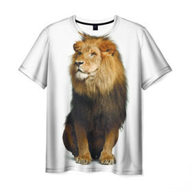 Мужская футболка 3D с принтом Король джунглей в Курске, 100% полиэфир | прямой крой, круглый вырез горловины, длина до линии бедер | leo | lion | власть | грива | дикая кошка | животное | зверь | клыки | когти | король джунглей | лев | мощь | мудрость | охотник | сила | хитрость | хищник | царь зверей | шерсть