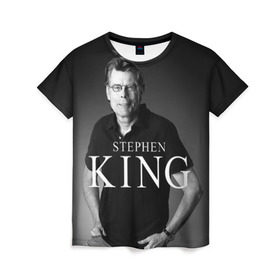 Женская футболка 3D с принтом Стивен Кинг в Курске, 100% полиэфир ( синтетическое хлопкоподобное полотно) | прямой крой, круглый вырез горловины, длина до линии бедер | stephen king | стивен кинг