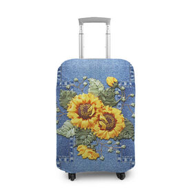 Чехол для чемодана 3D с принтом Джинсовый 14 в Курске, 86% полиэфир, 14% спандекс | двустороннее нанесение принта, прорези для ручек и колес | 