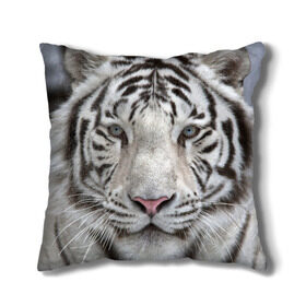 Подушка 3D с принтом Бенгальский тигр в Курске, наволочка – 100% полиэстер, наполнитель – холлофайбер (легкий наполнитель, не вызывает аллергию). | состоит из подушки и наволочки. Наволочка на молнии, легко снимается для стирки | tiger | белый | дикая кошка | тигр | хищник