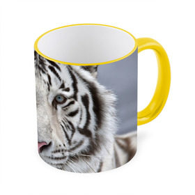 Кружка 3D с принтом Бенгальский тигр в Курске, керамика | ёмкость 330 мл | tiger | белый | дикая кошка | тигр | хищник