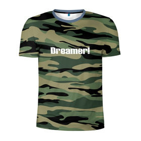 Мужская футболка 3D спортивная с принтом Dreamer! в Курске, 100% полиэстер с улучшенными характеристиками | приталенный силуэт, круглая горловина, широкие плечи, сужается к линии бедра | Тематика изображения на принте: camo | камо | камуфляж | мечтатель