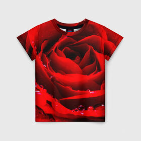 Детская футболка 3D с принтом Роза в Курске, 100% гипоаллергенный полиэфир | прямой крой, круглый вырез горловины, длина до линии бедер, чуть спущенное плечо, ткань немного тянется | роза | розовая | розы | романтика | цветы