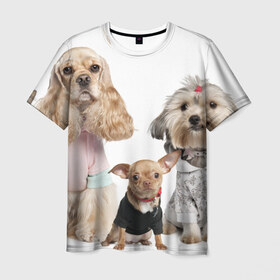 Мужская футболка 3D с принтом Дивные собачки в Курске, 100% полиэфир | прямой крой, круглый вырез горловины, длина до линии бедер | весёлый | животное | зверёк | игривый | классный | красивый | лучший друг человека | любимец | милый | охрана | пёс | питомец | прикольный | смешной | собака | собачонка | ум | щенок | щеночек