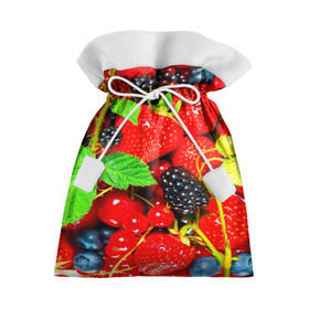 Подарочный 3D мешок с принтом Ягоды в Курске, 100% полиэстер | Размер: 29*39 см | Тематика изображения на принте: малина | ягода | ягодка | ягодная