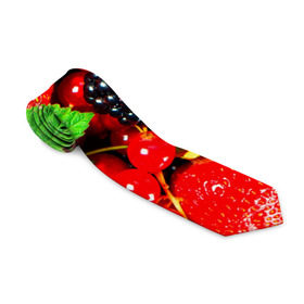 Галстук 3D с принтом Ягоды в Курске, 100% полиэстер | Длина 148 см; Плотность 150-180 г/м2 | малина | ягода | ягодка | ягодная