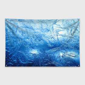 Флаг-баннер с принтом Иней в Курске, 100% полиэстер | размер 67 х 109 см, плотность ткани — 95 г/м2; по краям флага есть четыре люверса для крепления | зима | иней | наледь | синий | снег