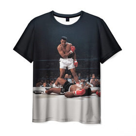 Мужская футболка 3D с принтом Muhammad Ali в Курске, 100% полиэфир | прямой крой, круглый вырез горловины, длина до линии бедер | impossible is nothing | muhammad ali | бокс | боксёр | мохаммед али | спорт
