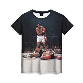 Женская футболка 3D с принтом Muhammad Ali в Курске, 100% полиэфир ( синтетическое хлопкоподобное полотно) | прямой крой, круглый вырез горловины, длина до линии бедер | impossible is nothing | muhammad ali | бокс | боксёр | мохаммед али | спорт