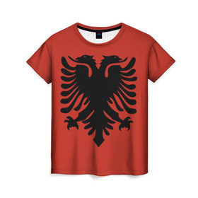 Женская футболка 3D с принтом Сборная Албания в Курске, 100% полиэфир ( синтетическое хлопкоподобное полотно) | прямой крой, круглый вырез горловины, длина до линии бедер | футбол