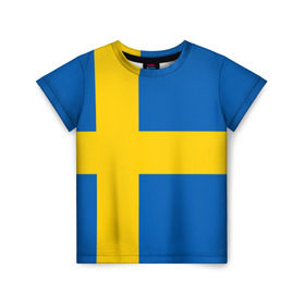 Детская футболка 3D с принтом Швеция в Курске, 100% гипоаллергенный полиэфир | прямой крой, круглый вырез горловины, длина до линии бедер, чуть спущенное плечо, ткань немного тянется | сборная | футбол
