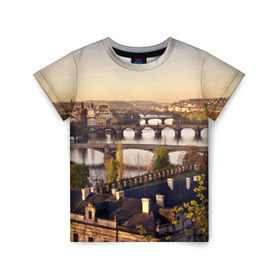 Детская футболка 3D с принтом Чехия (Прага) в Курске, 100% гипоаллергенный полиэфир | прямой крой, круглый вырез горловины, длина до линии бедер, чуть спущенное плечо, ткань немного тянется | czech republic | europe | prague | европа | ес | каникулы | мосты | отпуск | прага | туризм | хоккей | чехия