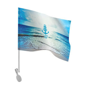 Флаг для автомобиля с принтом I love sea в Курске, 100% полиэстер | Размер: 30*21 см | sea | вода | волны | лето | море | океан | солнце | якорь