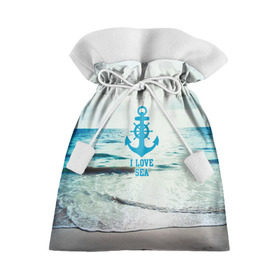 Подарочный 3D мешок с принтом I love sea в Курске, 100% полиэстер | Размер: 29*39 см | sea | вода | волны | лето | море | океан | солнце | якорь