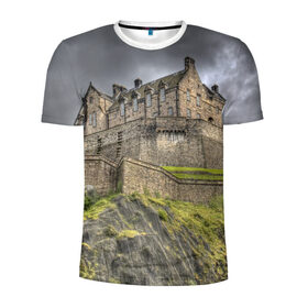 Мужская футболка 3D спортивная с принтом Старый замок в Курске, 100% полиэстер с улучшенными характеристиками | приталенный силуэт, круглая горловина, широкие плечи, сужается к линии бедра | Тематика изображения на принте: 