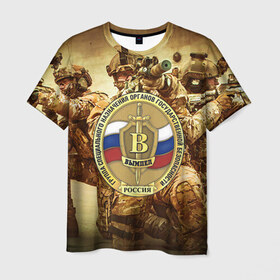 Мужская футболка 3D с принтом Спецназ 9 в Курске, 100% полиэфир | прямой крой, круглый вырез горловины, длина до линии бедер | россия | спецназ