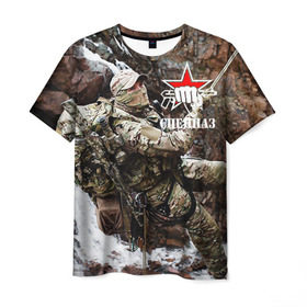 Мужская футболка 3D с принтом Спецназ 10 в Курске, 100% полиэфир | прямой крой, круглый вырез горловины, длина до линии бедер | россия | спецназ