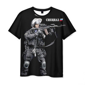 Мужская футболка 3D с принтом Спецназ 13 в Курске, 100% полиэфир | прямой крой, круглый вырез горловины, длина до линии бедер | россия | спецназ