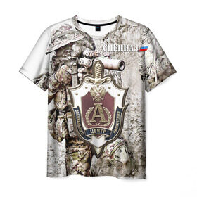Мужская футболка 3D с принтом Спецназ 19 в Курске, 100% полиэфир | прямой крой, круглый вырез горловины, длина до линии бедер | россия | спецназ
