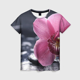 Женская футболка 3D с принтом Цветы в Курске, 100% полиэфир ( синтетическое хлопкоподобное полотно) | прямой крой, круглый вырез горловины, длина до линии бедер | весна | лето | цветок | цветы