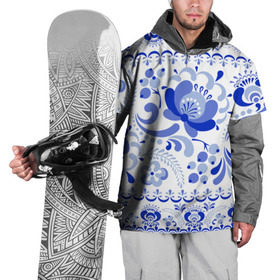 Накидка на куртку 3D с принтом Гжель 2 в Курске, 100% полиэстер |  | Тематика изображения на принте: роспись | россия | русь | узор