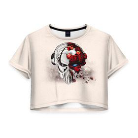 Женская футболка 3D укороченная с принтом Пиратская станция 5 в Курске, 100% полиэстер | круглая горловина, длина футболки до линии талии, рукава с отворотами | Тематика изображения на принте: and | dnb | drumm | pirate | station | бэйс | драм | пиратская | станция