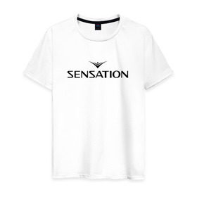 Мужская футболка хлопок с принтом Sensation в Курске, 100% хлопок | прямой крой, круглый вырез горловины, длина до линии бедер, слегка спущенное плечо. | Тематика изображения на принте: sensation