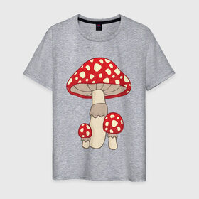 Мужская футболка хлопок с принтом Мухоморы в Курске, 100% хлопок | прямой крой, круглый вырез горловины, длина до линии бедер, слегка спущенное плечо. | грибы | поганки