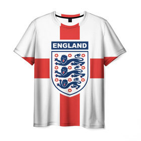 Мужская футболка 3D с принтом Сборная Англии в Курске, 100% полиэфир | прямой крой, круглый вырез горловины, длина до линии бедер | england | англия | европы | мира | футбол | чемпионат