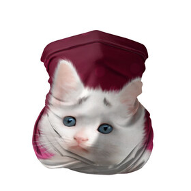 Бандана-труба 3D с принтом Белый котёнок в Курске, 100% полиэстер, ткань с особыми свойствами — Activecool | плотность 150‒180 г/м2; хорошо тянется, но сохраняет форму | киска | кот | котёнок | кошка | прикольные картинки