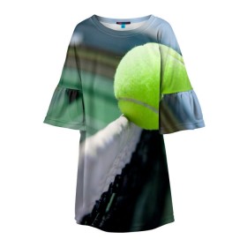 Детское платье 3D с принтом Теннис в Курске, 100% полиэстер | прямой силуэт, чуть расширенный к низу. Круглая горловина, на рукавах — воланы | надаль | тенис