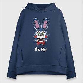 Женское худи Oversize хлопок с принтом Бонни Bonnie The Bunny в Курске, френч-терри — 70% хлопок, 30% полиэстер. Мягкий теплый начес внутри —100% хлопок | боковые карманы, эластичные манжеты и нижняя кромка, капюшон на магнитной кнопке | golden freddy | бонни bonnie the bunny | пять ночей у фредди | фнаф