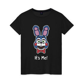 Женская футболка хлопок с принтом Бонни Bonnie The Bunny в Курске, 100% хлопок | прямой крой, круглый вырез горловины, длина до линии бедер, слегка спущенное плечо | golden freddy | бонни bonnie the bunny | пять ночей у фредди | фнаф