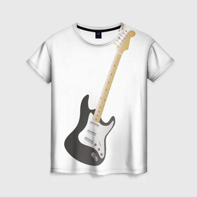 Женская футболка 3D с принтом Электрогитара в Курске, 100% полиэфир ( синтетическое хлопкоподобное полотно) | прямой крой, круглый вырез горловины, длина до линии бедер | 